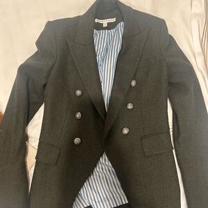 Veronica Beard Charcoal Blazer with Striped Lining